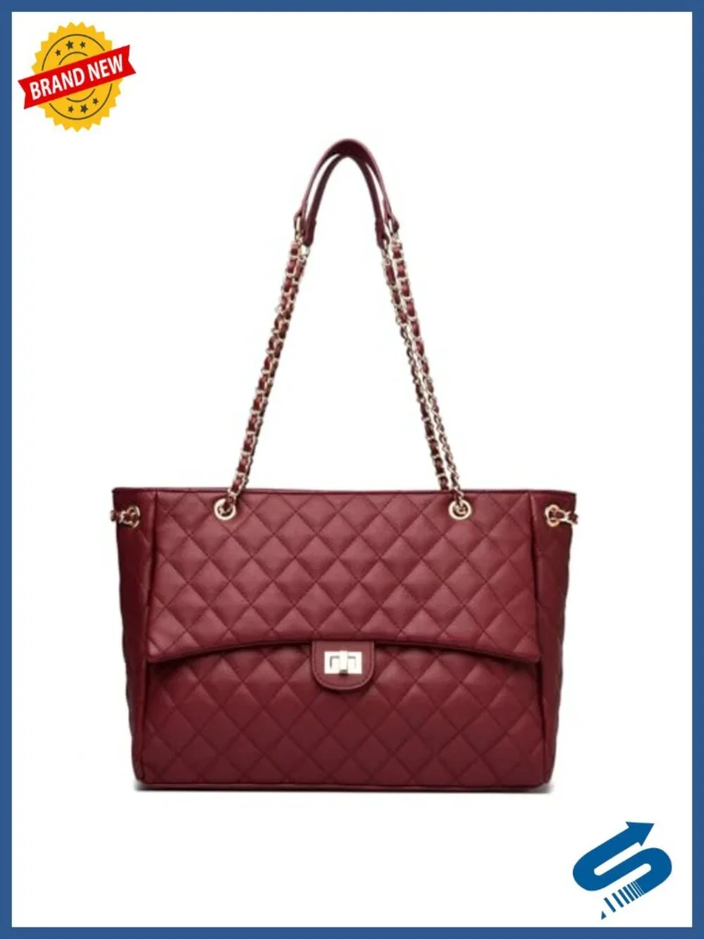 Quilted Satchel Leather Shoulder Bag Water-Resistant Tote Purse Work Travel